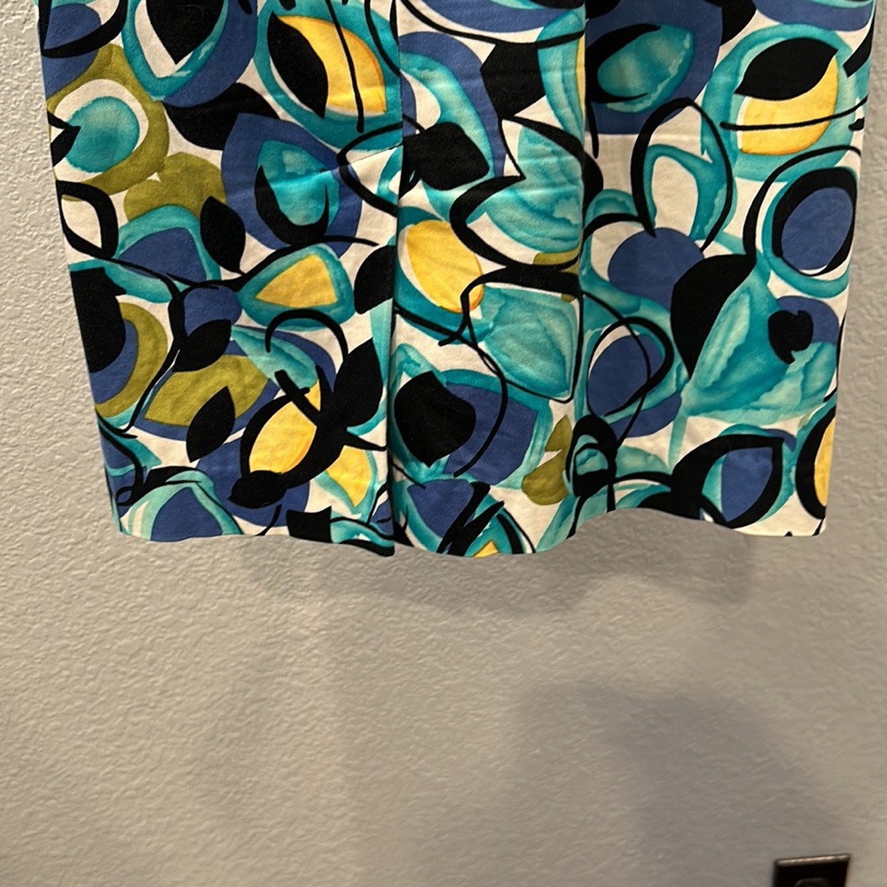 Adrianna Papell Multicolor Teal Blue Yellow Printed Sheath Dress - Picture 9 of 12
